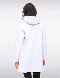 Loose Fit Reversible Pink & Grey Pleated Hood Button Front Raincoat by UBU