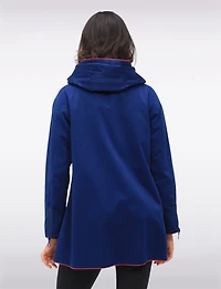 Loose Fit Reversible Beige & Navy Pleated Hood Zip Front Rain Jacket by UBU