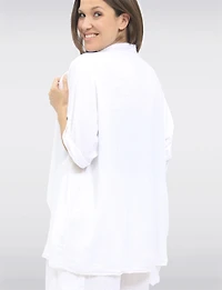 Flowy Linen-Blend Cardigan with Cascading Front & Rolled Sleeves by Froccella
