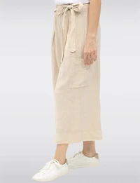 Relaxed Wide-Leg Linen Pants with High-Rise Pull-On with Tie Knot by Froccella