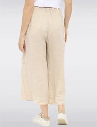 Relaxed Wide-Leg Linen Pants with High-Rise Pull-On with Tie Knot by Froccella