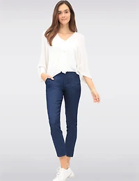 Lightweight Soft Solid V-Neck Button-Front Dolman Sleeve Top by Froccella