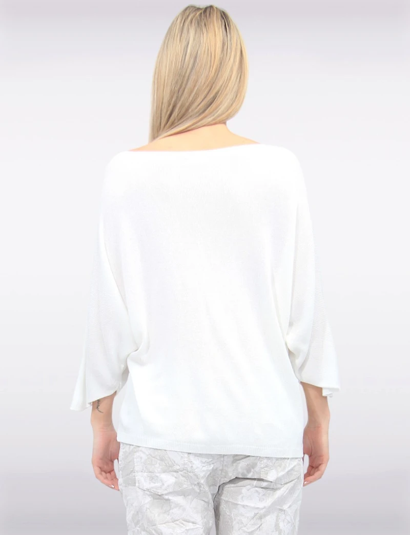 Elegant V-Neck 3/4 Dolman Sleeve Soft Knit Top by Froccella