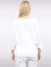Elegant V-Neck 3/4 Dolman Sleeve Soft Knit Top by Froccella