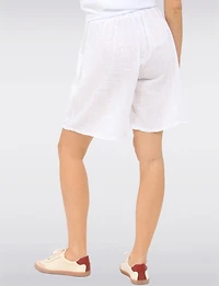 Elegant Cotton Pull-On Bermuda Shorts with Elastic Waist & Pockets by Froccella