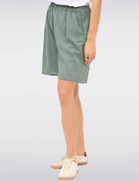 Elegant Cotton Pull-On Bermuda Shorts with Elastic Waist & Pockets by Froccella