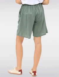 Elegant Cotton Pull-On Bermuda Shorts with Elastic Waist & Pockets by Froccella