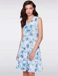 Floral V-Neck Sleeveless 2-Tier Dress Back Smocked Bodice by Charlie B.