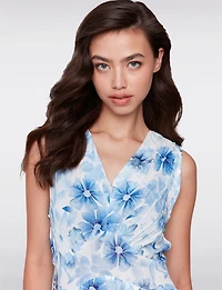 Floral V-Neck Sleeveless 2-Tier Dress Back Smocked Bodice by Charlie B.