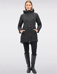 Reversible Water-Resistant Quilted Parka with Hooded Drawstring by Saki