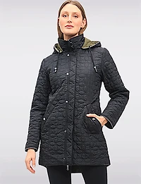 Reversible Water-Resistant Quilted Parka with Hooded Drawstring by Saki