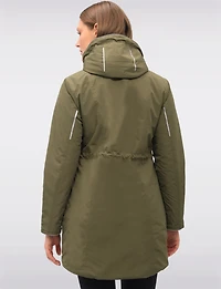 Reversible Water-Resistant Quilted Parka with Hooded Drawstring by Saki