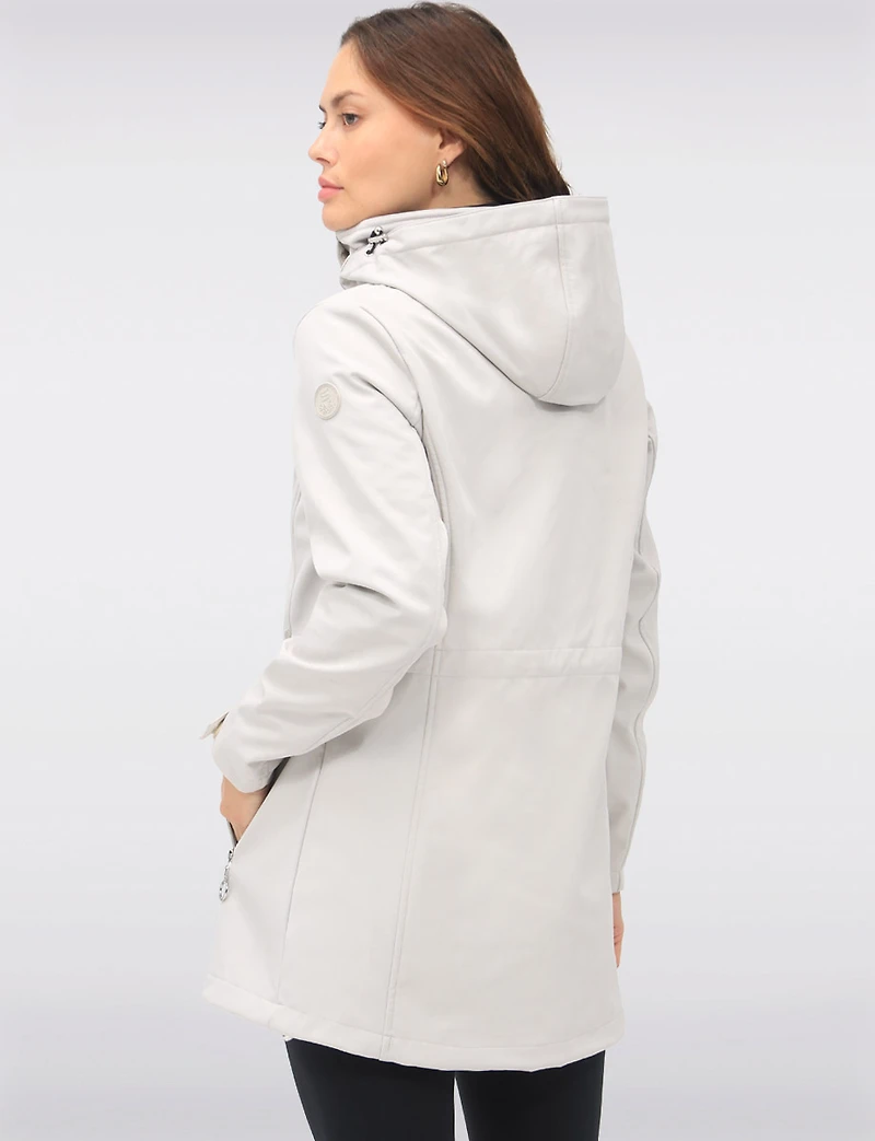 Breathe-Tech® Vegan Active Cinchable Soft-Shell Detachable Hooded Coat by Saki