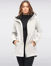 Breathe-Tech® Vegan Active Cinchable Soft-Shell Detachable Hooded Coat by Saki