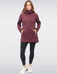 Breathe-Tech® Vegan Active Cinchable Soft-Shell Detachable Hooded Coat by Saki