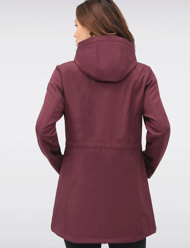 Breathe-Tech® Vegan Active Cinchable Soft-Shell Detachable Hooded Coat by Saki
