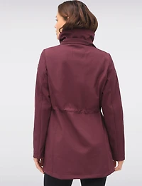 Breathe-Tech® Vegan Active Cinchable Soft-Shell Detachable Hooded Coat by Saki