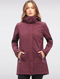 Breathe-Tech® Vegan Active Cinchable Soft-Shell Detachable Hooded Coat by Saki