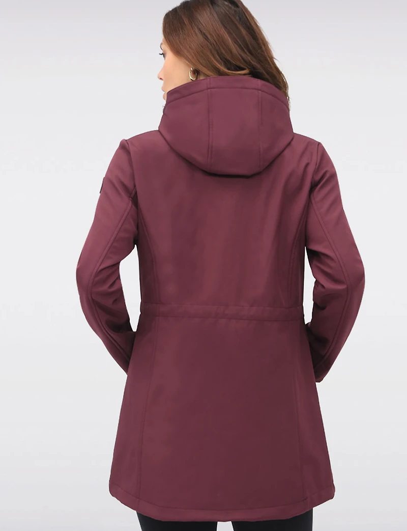 Breathe-Tech® Vegan Active Cinchable Soft-Shell Detachable Hooded Coat by Saki