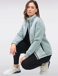 Breathe-Tech® Vegan Active Quilted Jacket with Knit Sleeves and Hood by Saki