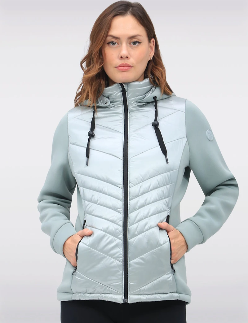 Breathe-Tech® Vegan Active Quilted Jacket with Knit Sleeves and Hood by Saki