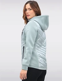 Breathe-Tech® Vegan Active Quilted Jacket with Knit Sleeves and Hood by Saki