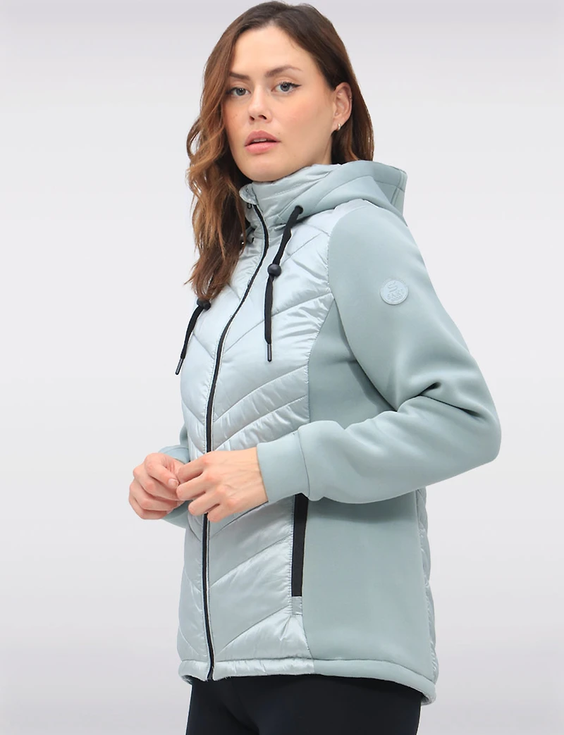 Breathe-Tech® Vegan Active Quilted Jacket with Knit Sleeves and Hood by Saki