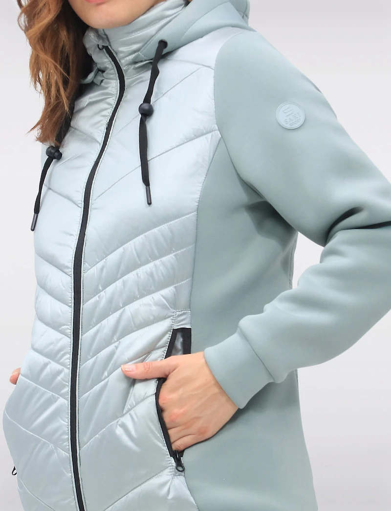 Breathe-Tech® Vegan Active Quilted Jacket with Knit Sleeves and Hood by Saki