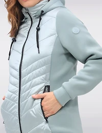 Breathe-Tech® Vegan Active Quilted Jacket with Knit Sleeves and Hood by Saki
