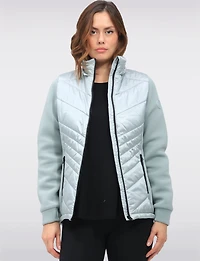 Breathe-Tech® Vegan Active Quilted Jacket with Knit Sleeves and Hood by Saki