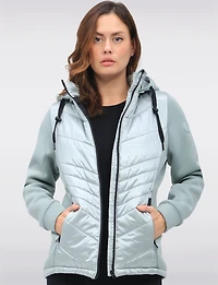 Breathe-Tech® Vegan Active Quilted Jacket with Knit Sleeves and Hood by Saki