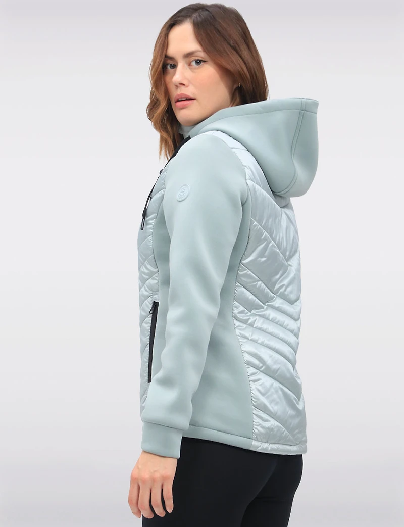Breathe-Tech® Vegan Active Quilted Jacket with Knit Sleeves and Hood by Saki
