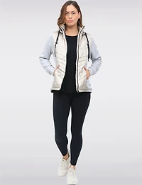 Breathe-Tech® Vegan Active Quilted Jacket with Knit Sleeves and Hood by Saki