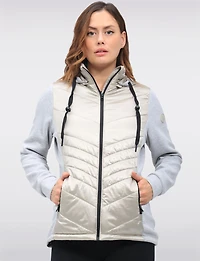 Breathe-Tech® Vegan Active Quilted Jacket with Knit Sleeves and Hood by Saki
