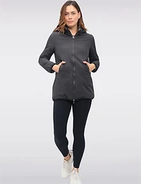 Water Resistant Vegan Reversible Quilted Jacket with Detachable Hood by Saki