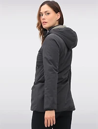 Water Resistant Vegan Reversible Quilted Jacket with Detachable Hood by Saki