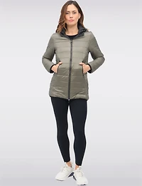 Water Resistant Vegan Reversible Quilted Jacket with Detachable Hood by Saki