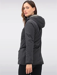 Water Resistant Vegan Reversible Quilted Jacket with Detachable Hood by Saki