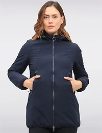 Water Resistant Vegan Reversible Quilted Jacket with Detachable Hood by Saki