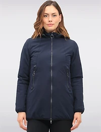 Water Resistant Vegan Reversible Quilted Jacket with Detachable Hood by Saki