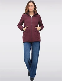 Water Resistant Vegan Reversible Quilted Jacket with Detachable Hood by Saki