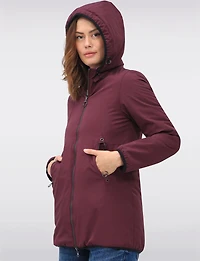 Water Resistant Vegan Reversible Quilted Jacket with Detachable Hood by Saki