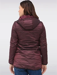 Water Resistant Vegan Reversible Quilted Jacket with Detachable Hood by Saki