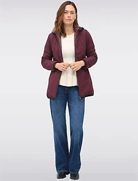 Water Resistant Vegan Reversible Quilted Jacket with Detachable Hood by Saki