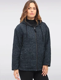 Reversible Quilted and Chic Twill Jacket with Hood Drawstring Waist by Saki