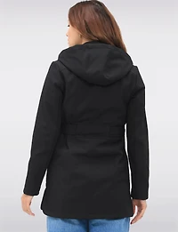 Vegan Hooded Belted Double-Breasted Water-Resistant Trench Coat with by Sebby