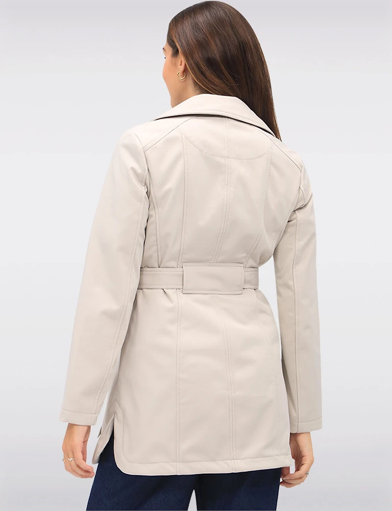 Vegan Hooded Belted Double-Breasted Water-Resistant Trench Coat with by Sebby
