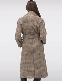 Elegant Long Double-Breasted Coat with Removable Belt & Back Slit by Sebby
