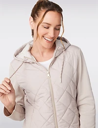 Poly Hybrid Quilted Hoodie by Free Country