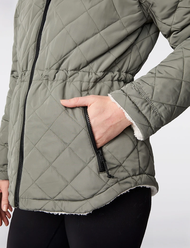 Reversible Quilted Sherpa Jacket by Free Country